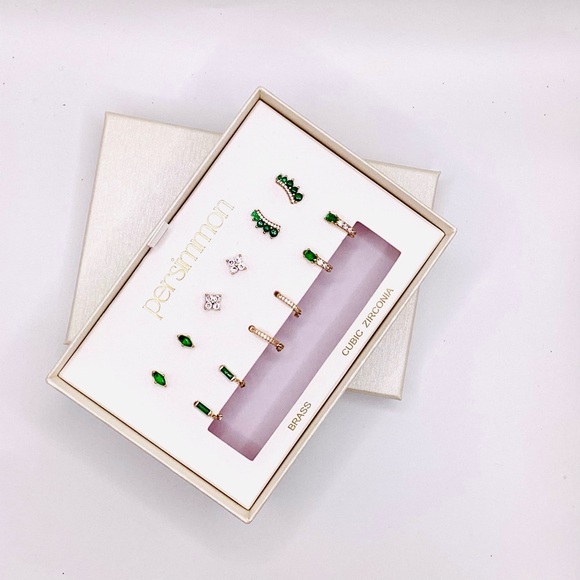 Persimmon Green and Gold Cubic Zirconia Earring Collection - Picture 5 of 5